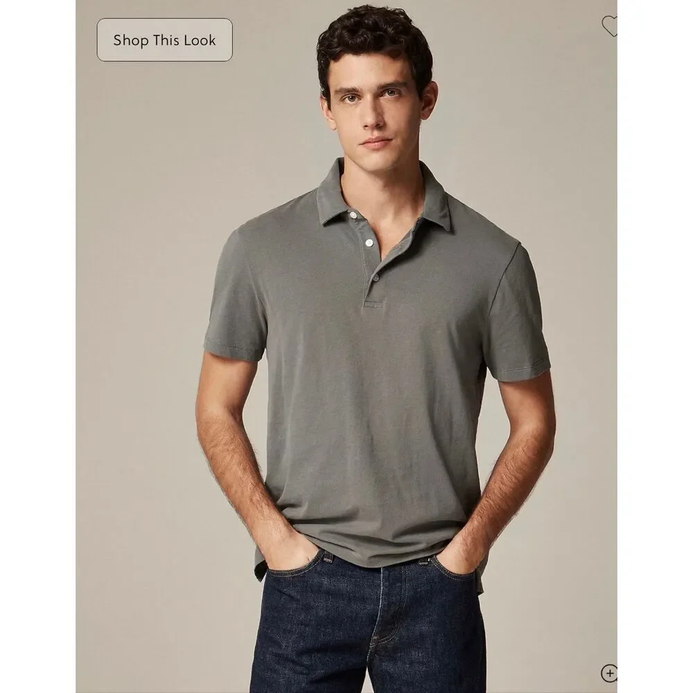 J. Crew Sueded cotton polo shirt in Heather River NWT size L